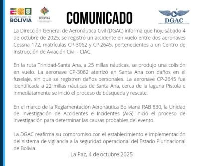 Reportan el deceso de los tripulantes de la aeronave siniestrada tras choque aéreo en Beni 2 376bfd51a9bfbed5c4b49a84e2f97434e4f604ad