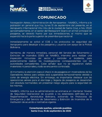 Reanudan operaciones en el aeropuerto de Viru Viru tras controlar incendio 2 547326560 1208739794621603 7287008968639239290 n