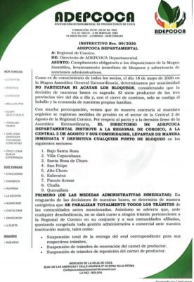 Adepcoca instruye levantar bloqueos en Coroico y advierte con sanciones por desacato 3 704689794 1542901804397035 6418960732741435880 n
