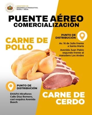 Gobierno afirma que llegaron 31 toneladas de carne de pollo y cerdo a La Paz vía puente aéreo 2 705061587 1285993890370294 1145106440653065800 n