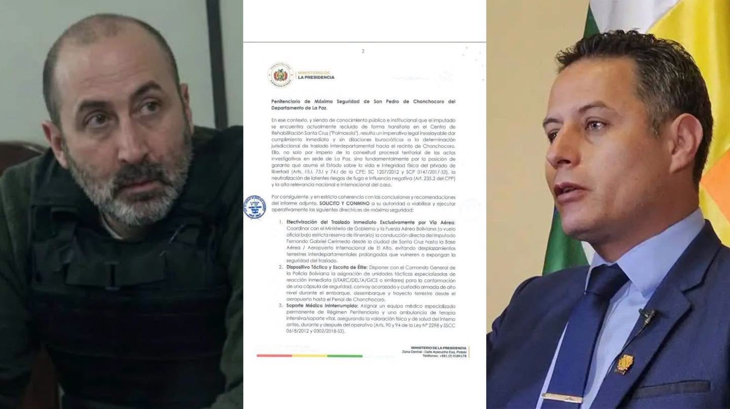 Vicepresidencia pide traslado “inmediato” y con máxima seguridad de Cerimedo desde Palmasola a Chonchocoro 799561581 933008645995396 8072939997066532694 n