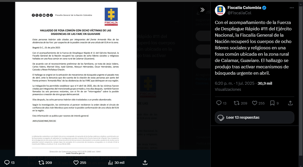 Colombia: Encuentran fosa común con restos de líderes sociales y religiosos 2 Captura de pantalla 41 e1751468574109