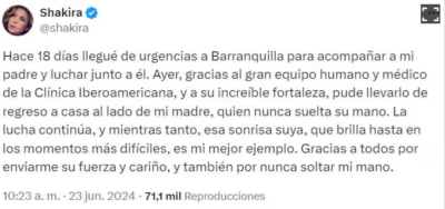 Screenshot 2024 06 25 at 11 23 28 El mal momento que atraviesa Shakira por la salud de su padre La lucha continua LA NACION