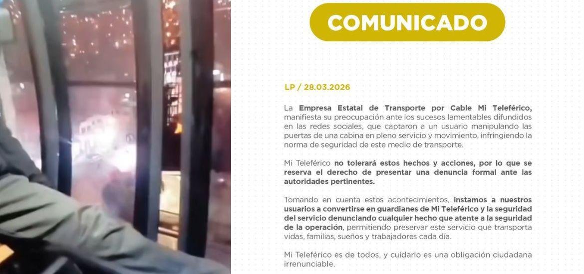Mi Teleférico alerta por conducta peligrosa de usuario y advierte acciones legales teleferico denuncia